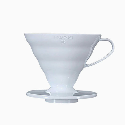 HARIO V60 PLASTIC COFFEE DRIPPER (WHITE) - SIZE 02