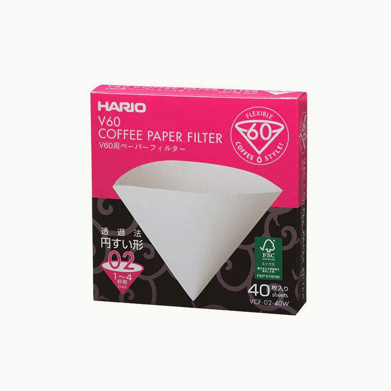 Hario V60 Coffee Filter Papers - Size 02 - White (40 pack)| Parch Coffee
