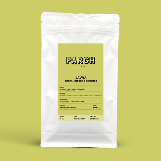 Java blend, Brazil, Ethiopia & DR Congo natural & washed process coffee blend from Parch Coffee