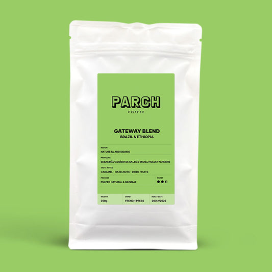 Gateway blend, Brazil & Ethiopia pulped and natural process coffee blend from Parch Coffee